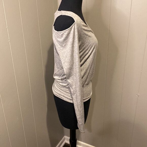 Bailey/44 Extra Small Grey long Sleeve Chest Cutout Back Shoulder Wrap Elastic - Picture 4 of 7